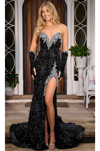 Portia and Scarlett PS23679 - long- Bejeweled Neckline Evening Gown - Black / 00 - Dress
