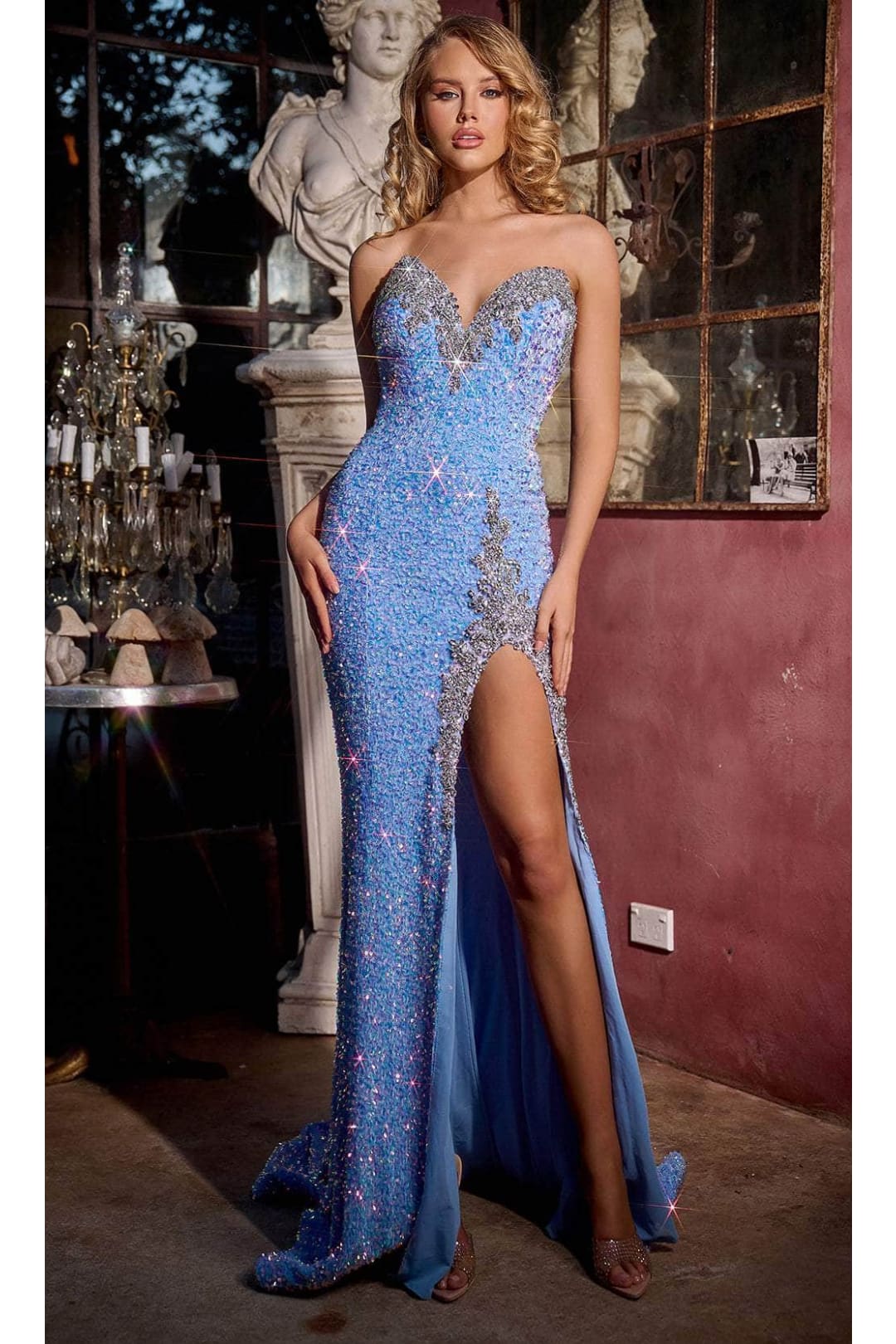 Portia and Scarlett PS23679 - long- Bejeweled Neckline Evening Gown - Black / 24 - Dress