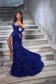 Portia And Scarlett PS23679 Strapless High Slit Stone Evening Dress - COBALT / 12 - Dress