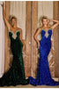 Portia and Scarlett PS23683 Sequin Strapless Plunging Red Carpet Gown - COBALT / Dress