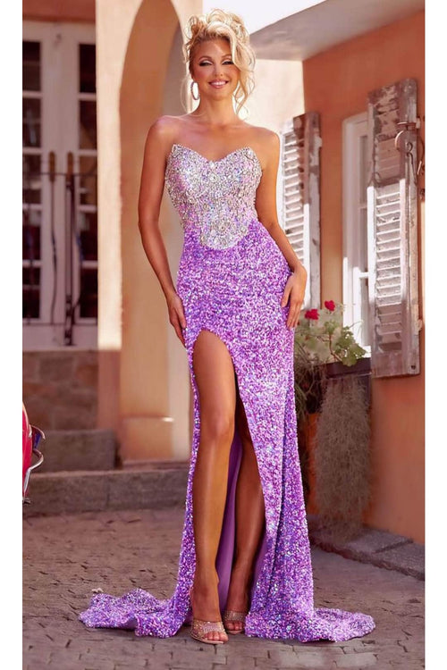 Portia and Scarlett PS23688 -long- Jeweled Bodice Prom Gown - Pink / 2 - Dress
