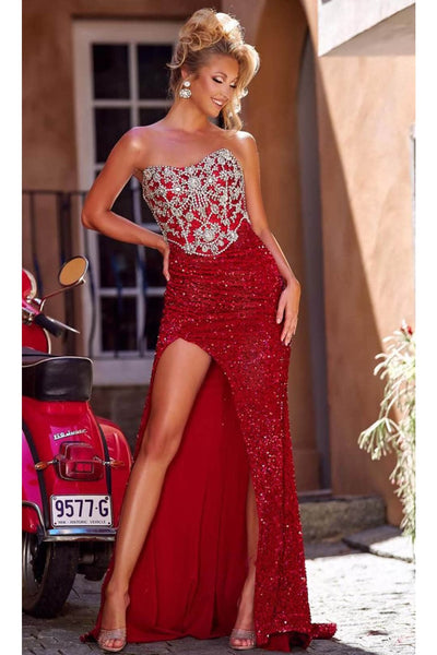Portia and Scarlett PS23688 -long- Jeweled Bodice Prom Gown - Pink / 6 - Dress