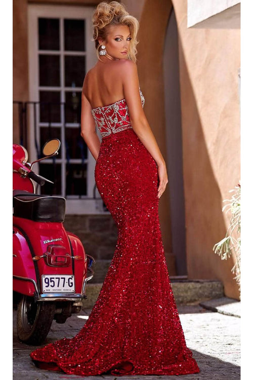 Portia and Scarlett PS23688 -long- Jeweled Bodice Prom Gown - Pink / 8 - Dress