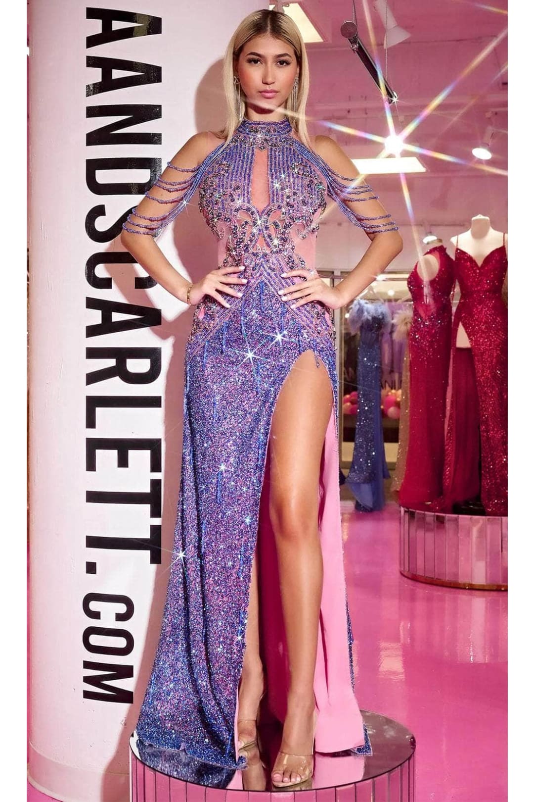 Portia and Scarlett PS23704C Bejeweled Cutout Evening Dress