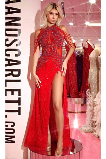 Portia and Scarlett PS23704C -long- Evening Dress with Bejeweled Cutouts - Silver Nude / 00 - Dress