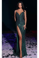 Portia and Scarlett PS23706C - long-Beaded Prom Gown with Spaghetti Straps - Emerald / 00 - Dress