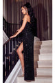 Portia and Scarlett PS23709C - long- Jeweled Dress with Plunging Sweetheart Neckline - Black / 2 - Dress