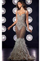 Portia and Scarlett PS23718C - long- Sheer Sweetheart Dress with Embellishments - Silver Gold AB / 00 - Dress