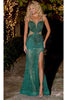 Portia and Scarlett PS23721C -long- Sleeveless Evening Gown with Illusion Side - Silver-Nude / 4 - Dress