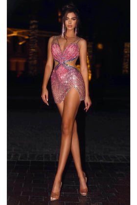 Portia and Scarlett PS23730C -Short- Beaded Cutout Homecoming Dress