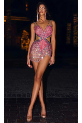 Portia and Scarlett PS23730C -short- Embellished Cutout Cocktail Dress