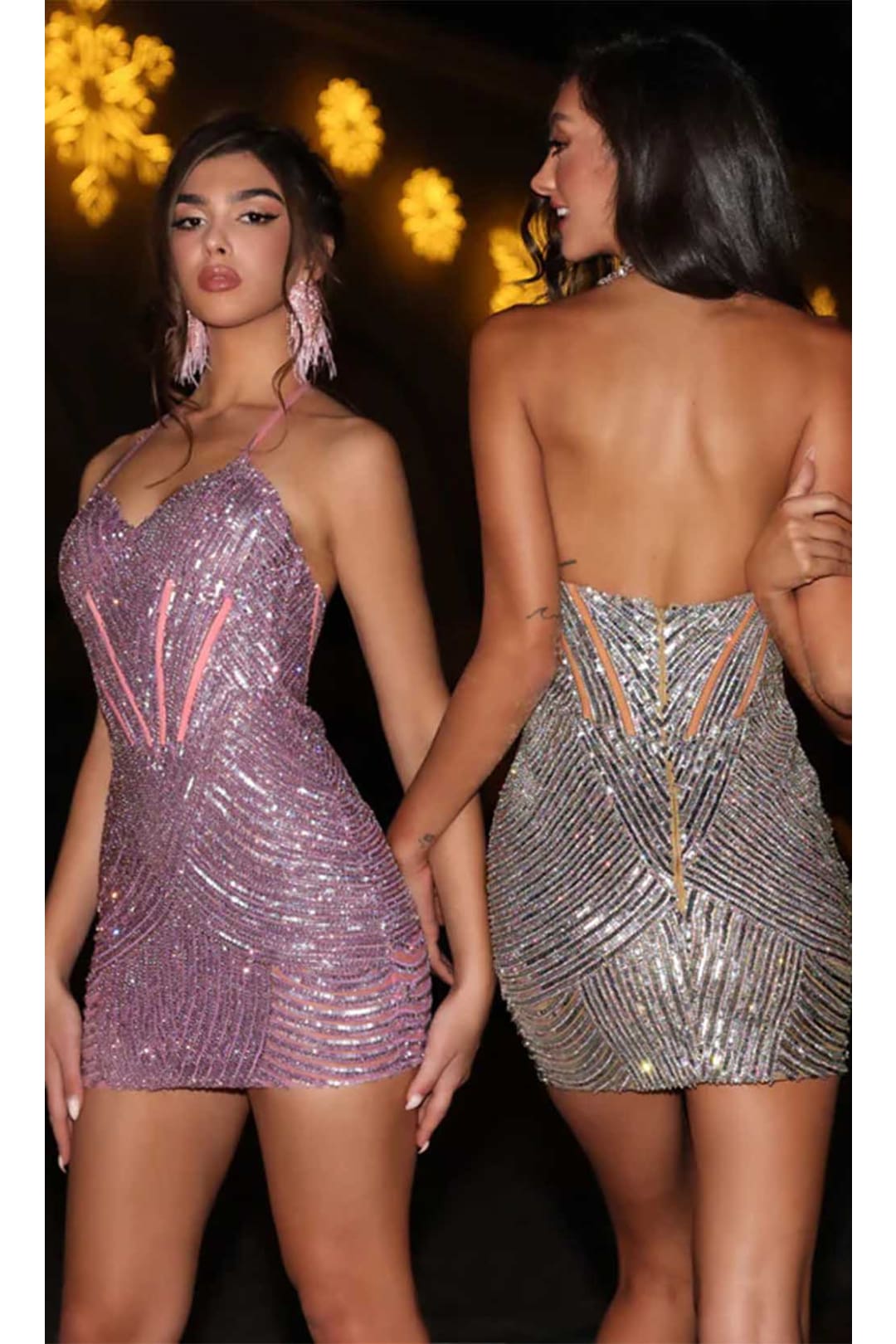 Portia and Scarlett PS23734C -short- Geometric Ornate Cocktail Dress - Gold / 6 - Dress