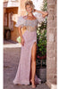 Portia and Scarlett PS23741C -short- Sequin Prom Gown with Feather Details - Blue / 6 - Dress