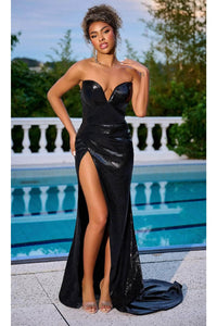 Portia and Scarlett PS23824 -long- Mermaid Prom Dress with Sequins - Black / 00 - Dress