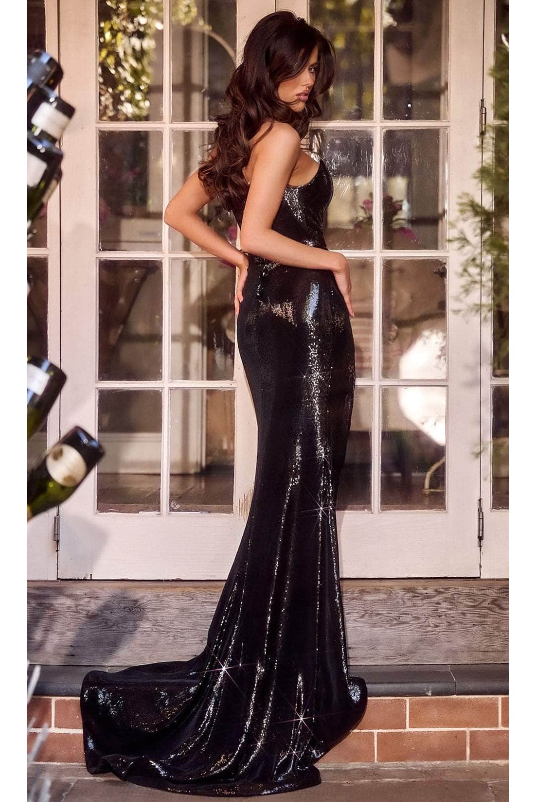 Portia and Scarlett PS23824 -long- Mermaid Prom Dress with Sequins - Black / Dress