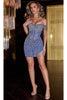 Portia and Scarlett PS23906 -short- Embellished Off-Shoulder Cocktail Dress - Blue / 00 - Dress