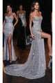 Portia and Scarlett PS23926 -long- Sweetheart Shimmer Gown with See-Through Design - Silver / 00 - Dress