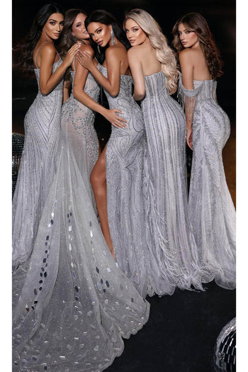 Portia and Scarlett PS23953 -long- Off-Shoulder Sheath Dress - Silver / 2 - Dress