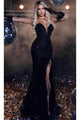 Portia and Scarlett PS23957 - long- Evening Gown Featuring Beaded Plunge Neckline - Black / 00 - Dress