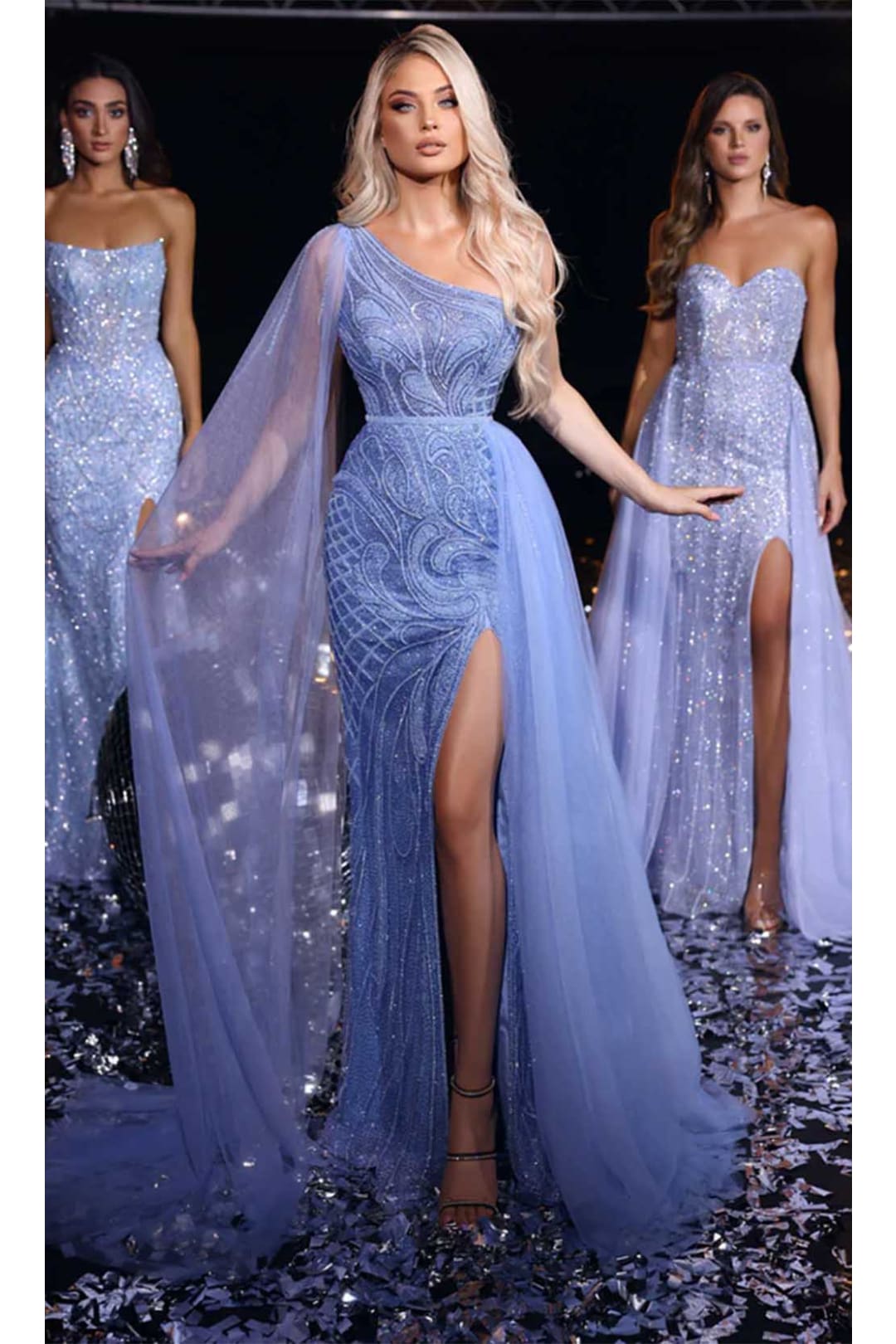 Portia and Scarlett PS23960 - long-Floor-Length Evening Dress with Sleeves - Blue / 00 - Dress