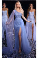 Portia and Scarlett PS23960 - long-Floor-Length Evening Dress with Sleeves - Blue / 00 - Dress