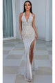 Portia and Scarlett PS23964 - Long -Dress with Sheer V-Neck - Ivory / 00 - Dress
