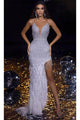 Portia and Scarlett PS23969 -long- Classic Prom Gown with Plunging Neckline - Ivory / 00 - Dress