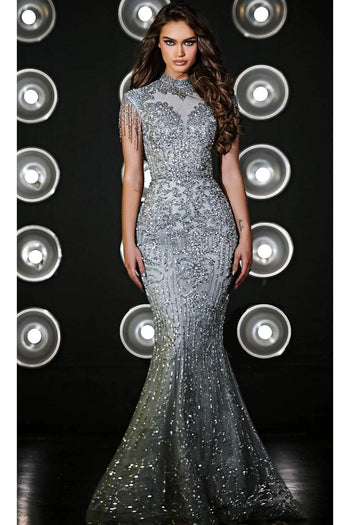 Portia and Scarlett PS23975 -long- Mermaid Gown Featuring a Chic Cap High Neck Design - Dress