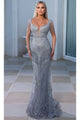 Portia and Scarlett PS23985 -long- V-Neck Trumpet Dress - Silver / 00 - Dress
