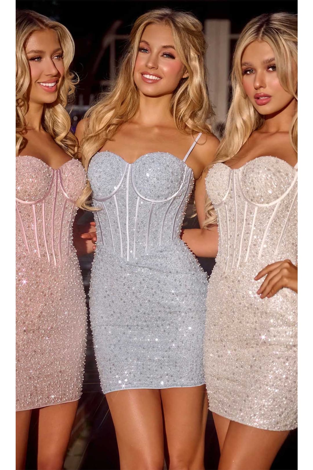 Portia and Scarlett PS24004 - Sequin Bustier Homecoming Dress for a Glamorous Touch - Cinderella Blue / 8 - Dress