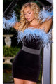 Portia and Scarlett PS24005 -short- Homecoming Dress with a Sheath Silhouette and Feather Accents - Dress