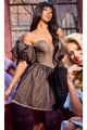 Portia and Scarlett PS24006 - Puff Sleeve A-Line Homecoming Dress for a Playful Look - Black / 00 - Dress