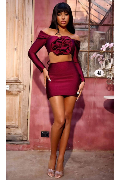 Portia and Scarlett PS24011 -short- Two-Piece Dress with Floral Accent - Black/Pink / 16 - Dress