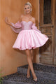 Portia and Scarlett PS24016 -short- Sweetheart Cocktail Dress with Cape Sleeves - Pink / 00 - Dress