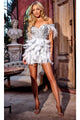 Portia and Scarlett PS24023 -short- Sweetheart Cocktail Dress with Feather Accents - Blue / 00 - Dress