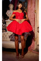 Portia and Scarlett PS24035 -short- Off-Shoulder Glittered Cocktail Dress - Red / 00 - Dress