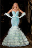 Portia And Scarlett PS24037 Fitted Sequin Mermaid Feather Prom Dress - CELESTE BLUE / Dress