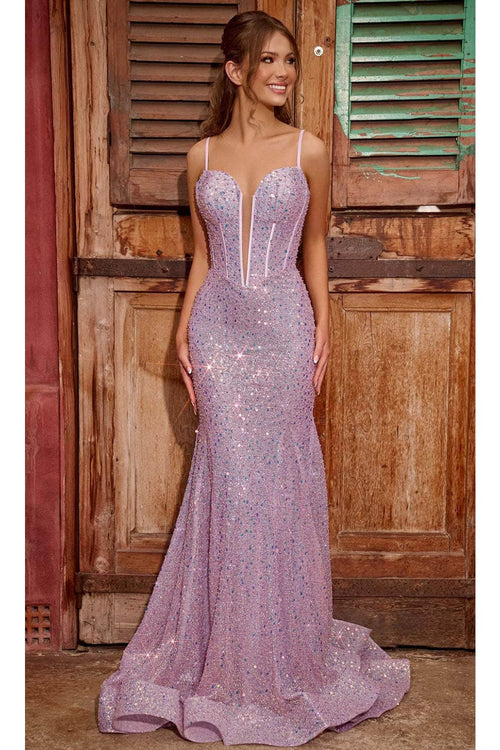 Portia and Scarlett PS24038 -long- Corset Prom Dress with Spaghetti Straps - Green / 14 - Dress