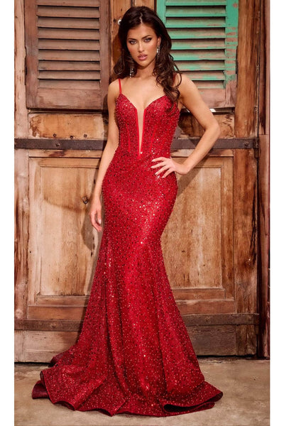 Portia and Scarlett PS24038 -long- Corset Prom Dress with Spaghetti Straps - Green / 20 - Dress