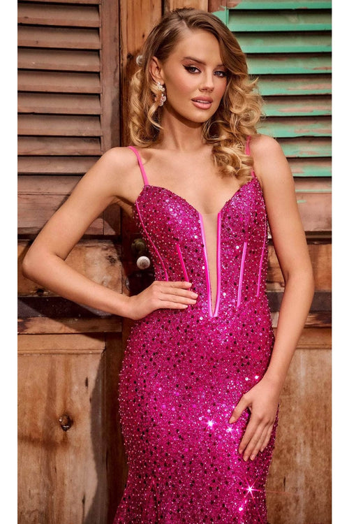 Portia and Scarlett PS24038 -long- Corset Prom Dress with Spaghetti Straps - Green / 6 - Dress