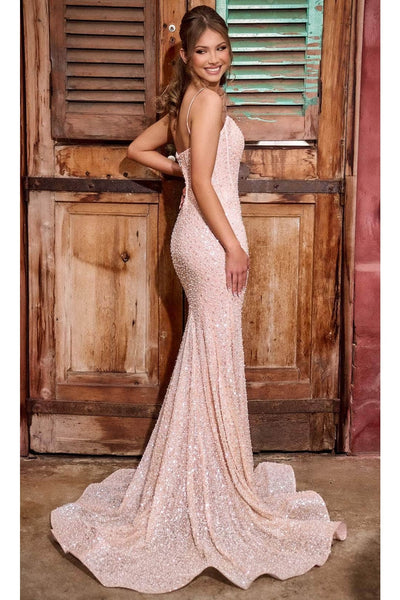 Portia and Scarlett PS24038 -long- Corset Prom Dress with Spaghetti Straps - Hot-Pink / 4 - Dress