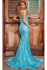 Portia and Scarlett PS24038 - long- Sweetheart Prom Dress with Sequin Details - Aqua / 18 - Dress