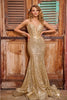 Portia And Scarlett PS24038 Sequin Mermaid Plunging Neck Prom Dress - Dress