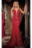 Portia and Scarlett PS24041 -long- Strap-Ornate Waist Prom Dress - Hot-Pink / 18 - Dress