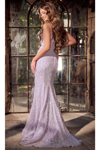 Portia and Scarlett PS24041 -long- Strap-Ornate Waist Prom Dress - Hot-Pink / 8 - Dress