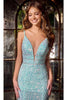 Portia and Scarlett PS24041 -long- Strap-Ornate Waist Prom Dress - Lilac / Dress