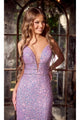 Portia And Scarlett PS24041 Plunging Neck Sequin Mermaid long Dress - Dress
