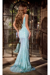 Portia And Scarlett PS24041 Plunging Neck Sequin Mermaid long Dress - Dress