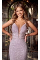Portia And Scarlett PS24041 Plunging Neck Sequin Mermaid long Dress - Dress