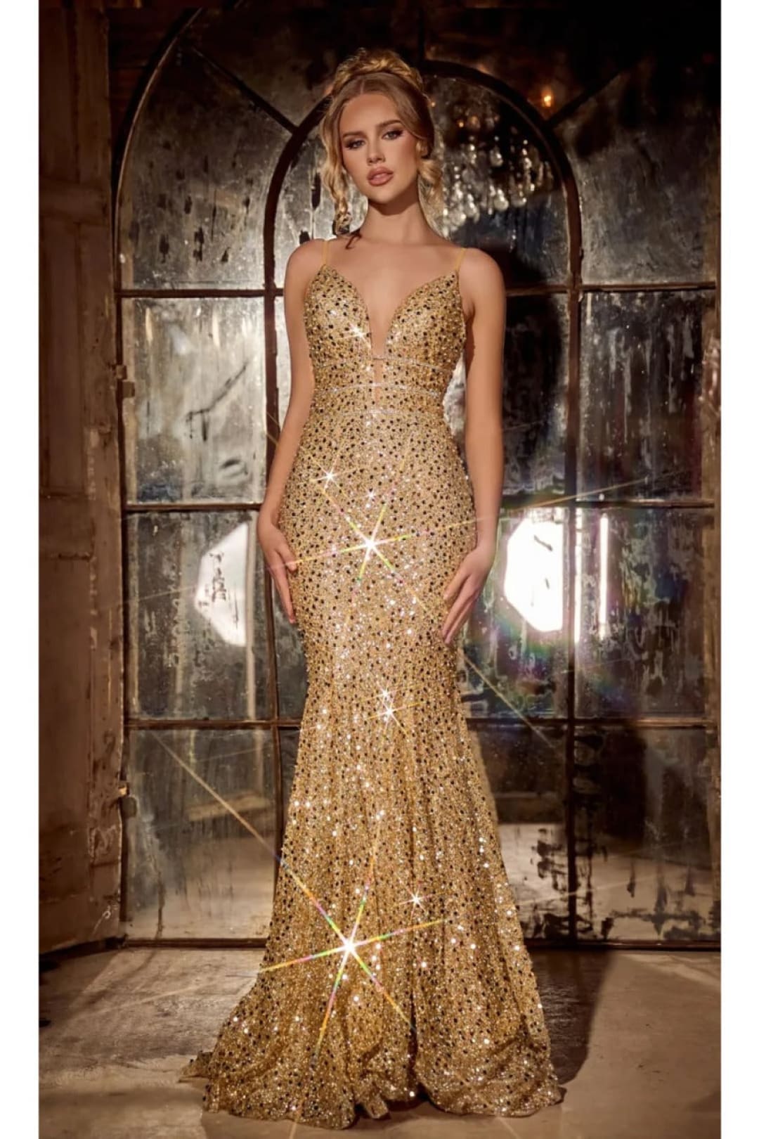 Portia And Scarlett PS24041 Plunging Neck Sequin Mermaid long Dress - Dress